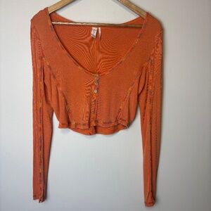 Urban Outfitters Cropped Orange Long Sleeve Top